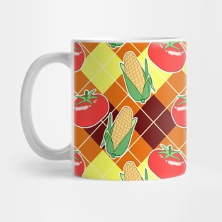 Corn and Tomato Argyle Pattern Mug